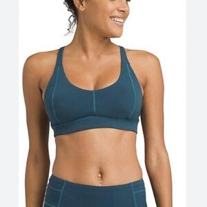Prana Women’s Momento Yoga Bra in Petrol Blue Size Small